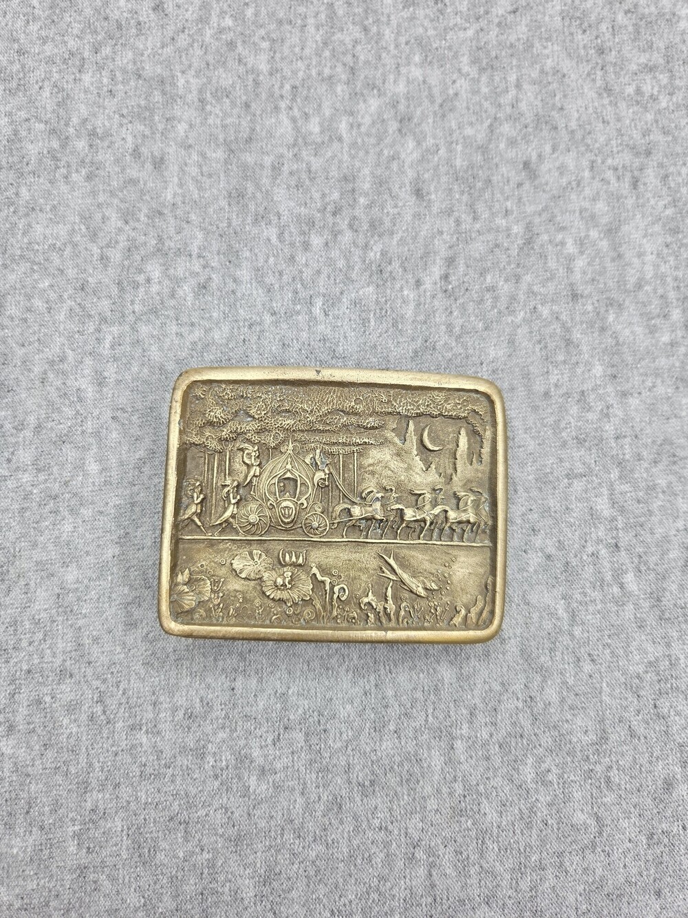 Rare Disney Cinderella Carriage Solid Brass Belt Buckle Indiana Metal Craft